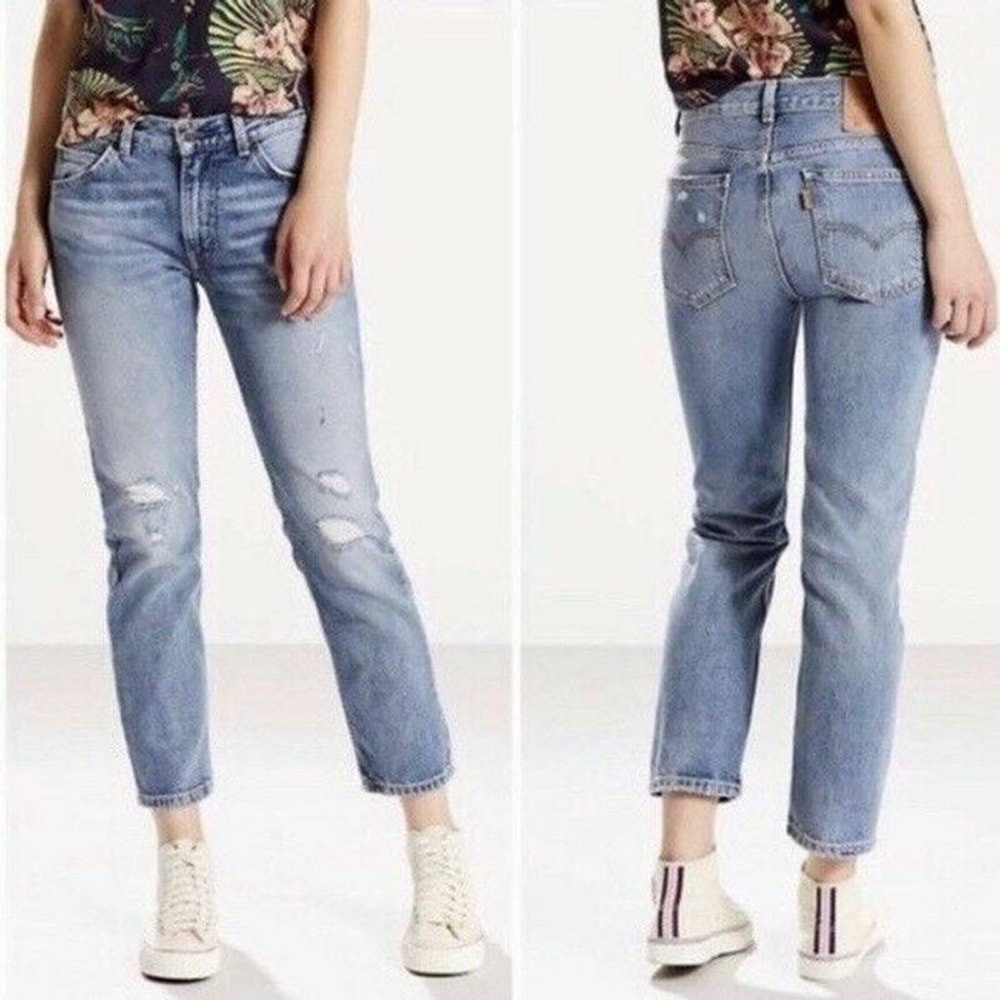 LEVI’S 505 ankle crop deconstructed jean